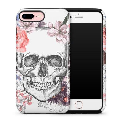 Tough mobilskal till Apple iPhone 7 Plus - Blommig dödskalle - Vit