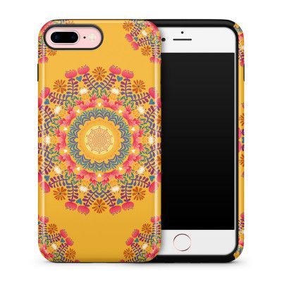 Tough mobilskal till Apple iPhone 7 Plus - Blommigt mönster - Orange