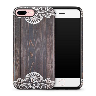 Tough mobilskal till Apple iPhone 7 Plus - Mörkt trä med spetsmönster