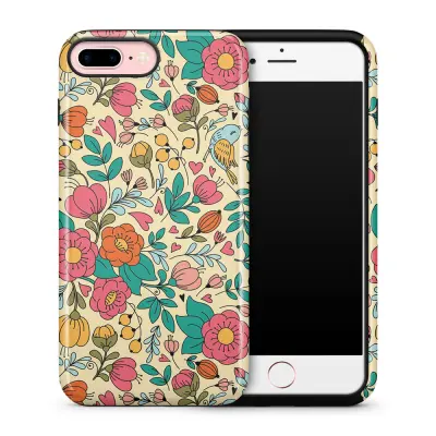 Tough mobilskal till Apple iPhone 7 Plus - Retro Blommor - Beige