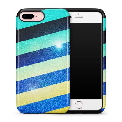 Tough mobilskal till Apple iPhone 7 Plus - Striped Colorful Glitter