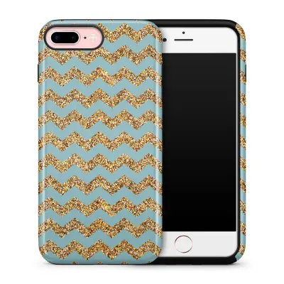 Tough skal till iPhone 7 Plus & iPhone 8 Plus Ränder - Guld/Blå