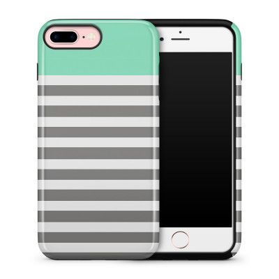 Tough skal till iPhone 7 Plus & iPhone 8 Plus Ränder - Mint/Vit