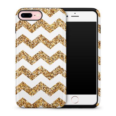 Tough skal till iPhone 7 Plus & iPhone 8 Plus Ränder - Vit/Guld