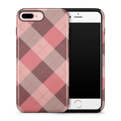 Tough skal till iPhone 7 Plus & iPhone 8 Plus - Rutig - Rosa/Grå
