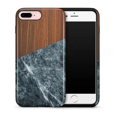 Tough mobilskal till Apple iPhone 7/8 Plus - Wooden Marble Dark B