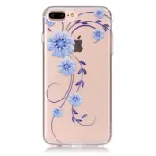 TPU Mobilskal iPhone 7 Plus - Blåa Blommor