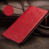 Universalt plånboksfodral i äkta läder - Röd