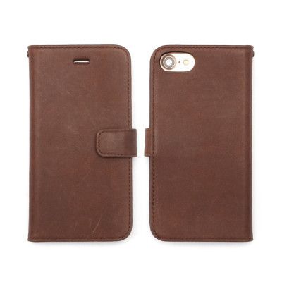 Zenus Vintage Äkta läder Plånboksfodral till iPhone 7/8 Plus - MörkBrun