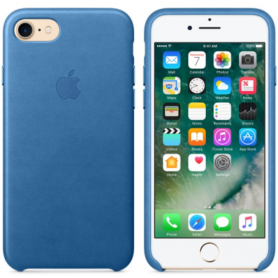 Apple Läderskal (iPhone 7) - Havsblå