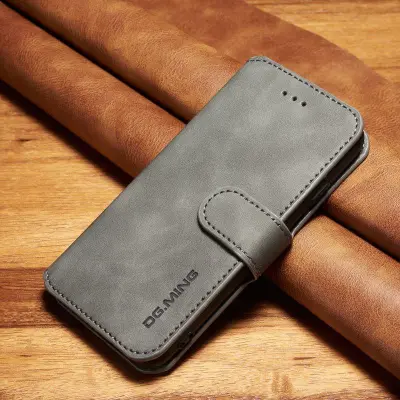 DG.MING Retro Konstläder Plånboksfodral för iPhone 7/8/SE 2022 - Grå