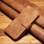 DG.MING Retro Konstläder Plånboksfodral för iPhone 7/8/SE 2022/2020 - Brun