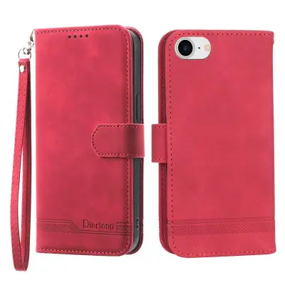 DIERFENG DF-03 Plånboksfodral för iPhone 7/8/SE (2020/2022) - Konstläder - Röd