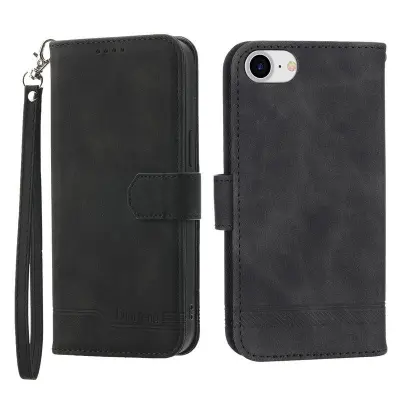 DIERFENG DF-03 Plånboksfodral för iPhone 7/8/SE (2020/2022) - Konstläder - Svart
