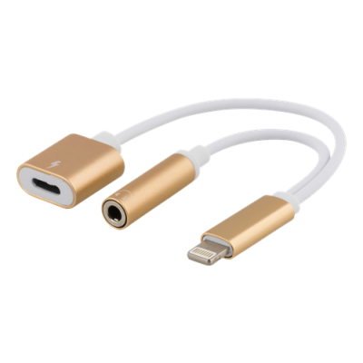 Epzi Lightning till 3,5 mm adapter, stödjer laddning och ljud, guld