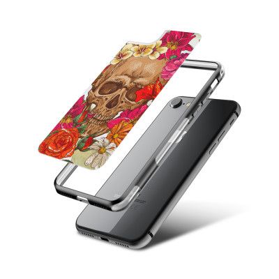 Fashion mobilskal till Apple iPhone 7 - Dödskalle - Blommor