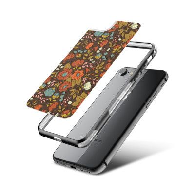 Fashion mobilskal till Apple iPhone 7 - Retro Blommor - Brun