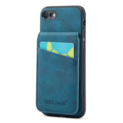 FIERRE SHANN för iPhone 7/8/SE (2020/2022) Fodral KonstLäder - Blå