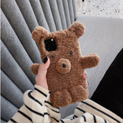 Fluffy Furry Teddy Bear Skal iPhone 7/8/SE 2020-22 - Mörk Brun