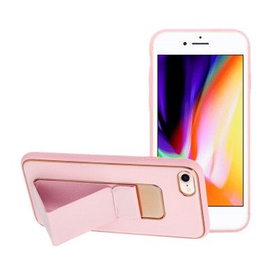 Forcell Leather skal Kickstand till iPhone 7 / 8 / SE 2020 Rosa