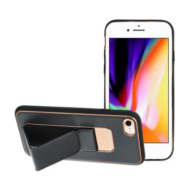 Forcell Leather skal Kickstand till iPhone 7 / 8 / SE 2020 Svart