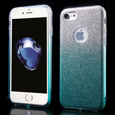 Glitter Mobilskal till iPhone 7 - Turkos/Silver