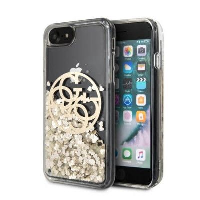 Guess iPhone 7/8/SE 2020 Skal Circle Liquid Glitter - Guld