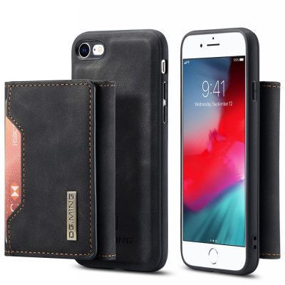 iPhone 7/8/SE 2020 Skal DG.MING Magnetic Tri-fold Wallet Med Kickstand - Svart