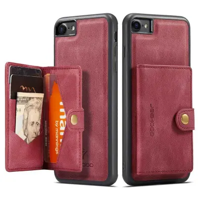 JEEHOOD iPhone 7/8/SE (2020/2022) Plånboksfodral med Röd