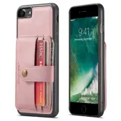 JEEHOOD iPhone 7/8/SE (2020/2022) Konstläder Plånboksfodral Shockproof Rosa