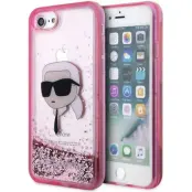 Karl Lagerfeld iPhone 7/8/SE (2020/2022) Skal Liquid Glitter Head - Rosa
