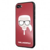 Karl Lagerfeld Rött Glitter Skal för iPhone 7/8 - Ikoniskt Huvud