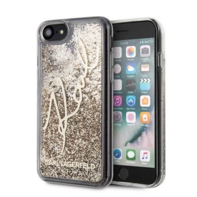 Karl Lagerfeld Skal iPhone 7/8/SE 2020 Glitter Signature - Guld