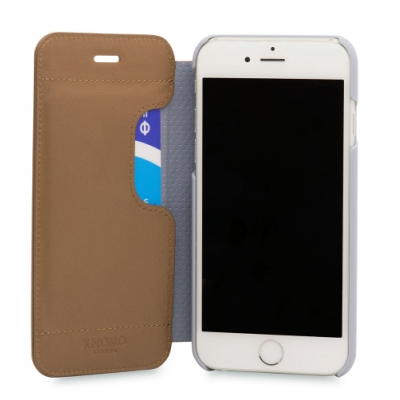 Knomo Leather Folio (iPhone 8/7) - Ljusbrun