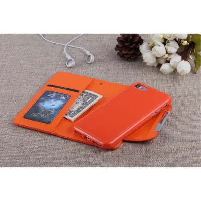 Litchi Detachable Plånboksfodral till iPhone 7 - Orange