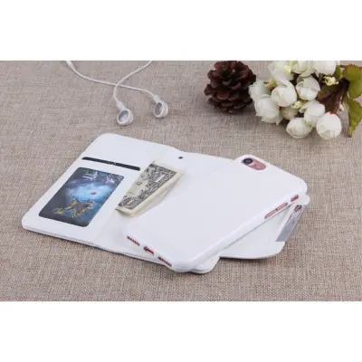 Litchi Detachable Plånboksfodral till iPhone 7 - Vit