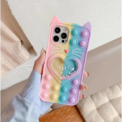 Love Cat Pop it Fidget Skal iPhone 7/8/SE 2020 - Rainbow