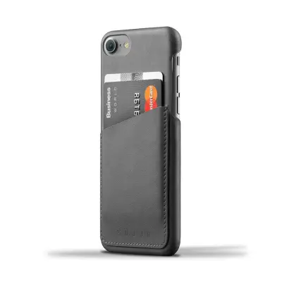 Mujjo Plånboksfodral av äkta läder för iPhone 7 - Grå