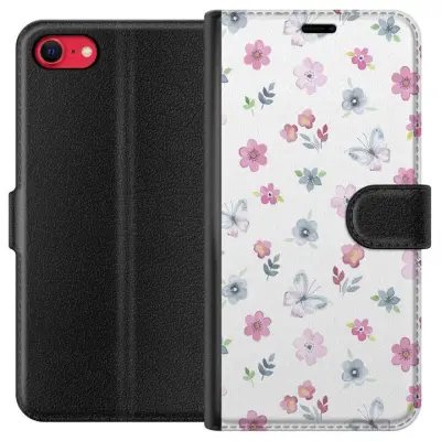 Plånboksfodral till Apple iPhone 7 med Blommor och fjärillar