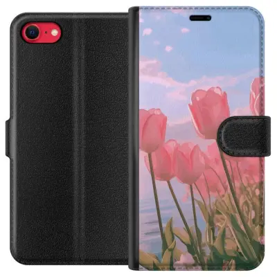 Plånboksfodral till Apple iPhone 7 med Rosa Tulpaner