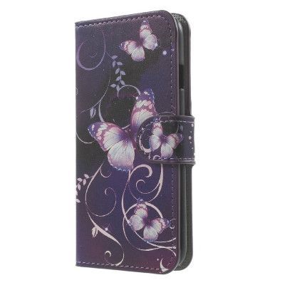 Plånboksfodral till iPhone 7 - Lila Fjärilar