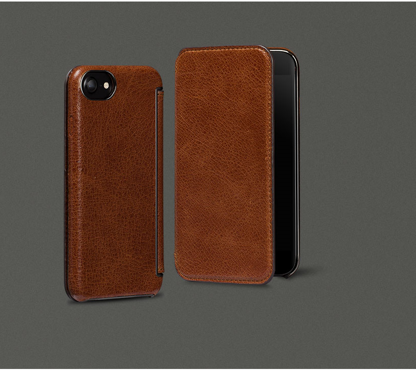 Plånboksfodral av äkta läder till iPhone 7 Plus Cognac Plånboksfodral av äkta läder till iPhone 7 Plus Cognac