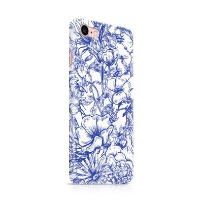 Skal till Apple iPhone 7 - Blommor - Blå/Vit
