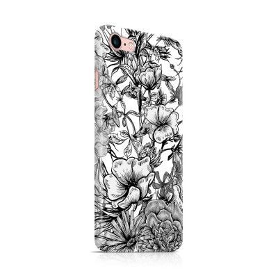 Skal till Apple iPhone 7 - Blommor - Svart/Vit