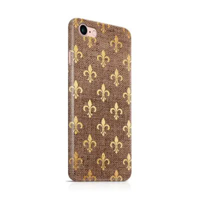 Skal till Apple iPhone 7 - Canvas Blommor - Guld/Brun