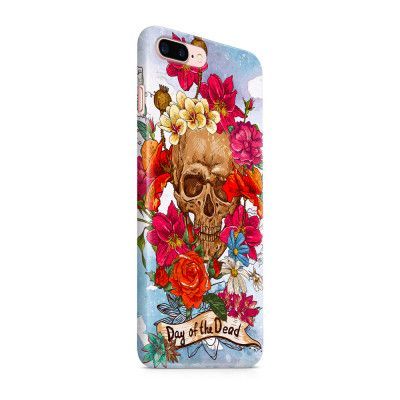Skal till Apple iPhone 7 Plus - Blommig dödskalle - Vit