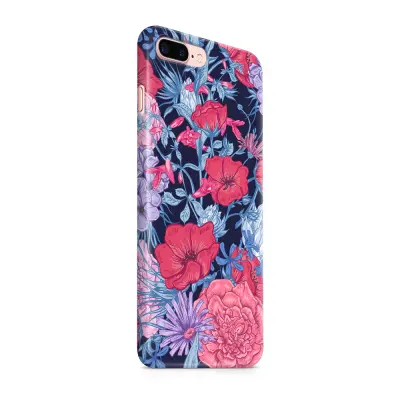 Skal till Apple iPhone 7 Plus - Blommor - Blå/Vit