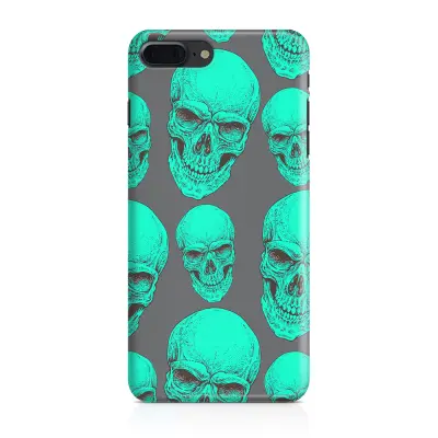 Skal till Apple iPhone 7 Plus - Dödskallar - Turkos