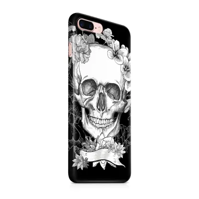 Skal till Apple iPhone 7 Plus - Dödskalle - Blommor