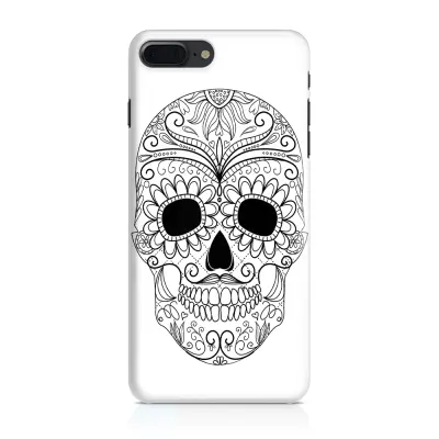 Skal till Apple iPhone 7 Plus - Glad dödskalle - Vit